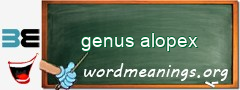 WordMeaning blackboard for genus alopex